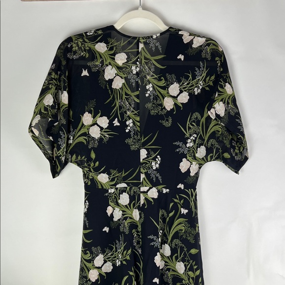 Reformation Lemongrass Jumpsuit Isabella Floral Plunge Black White - Picture 10 of 15